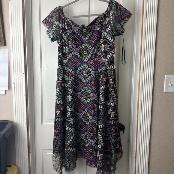 Alex Marie Veronica Embroidered Off-The-Shoulder Midi A-Line Dress Size 14 new - Picture 7 of 8